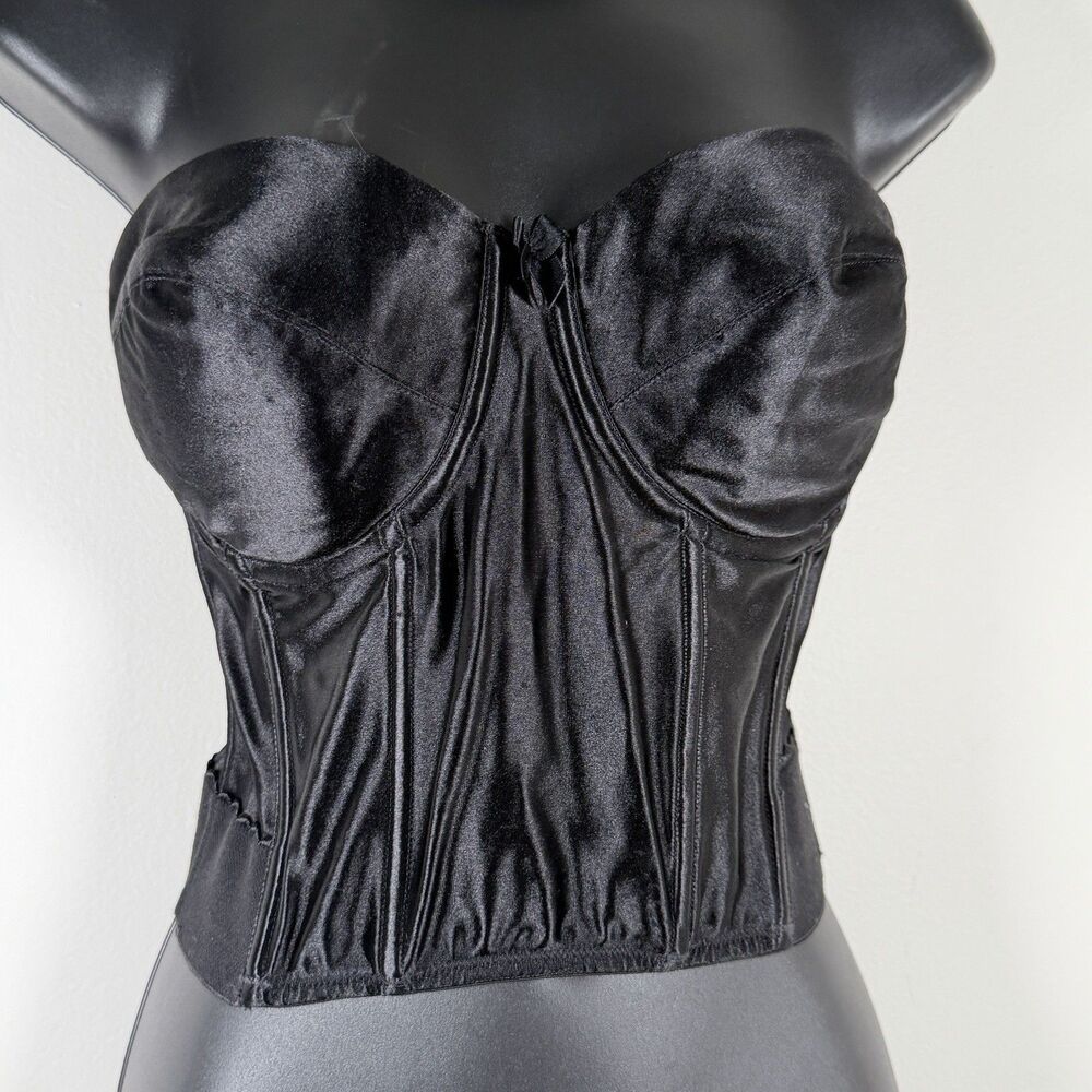 Black Vintage 1996 Strapless Victorias Secret Corset Bra Size 38C